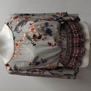Angie Boho Floral Top Women's Size Small Romantic Gypsy Fairy